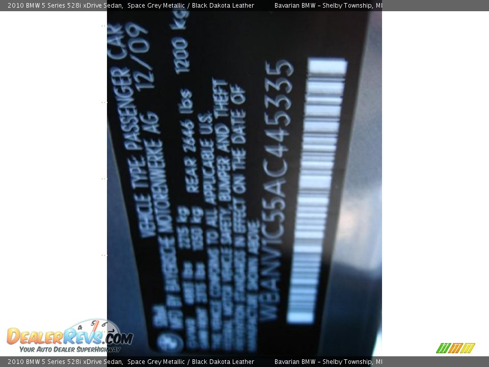 2010 BMW 5 Series 528i xDrive Sedan Space Grey Metallic / Black Dakota Leather Photo #12