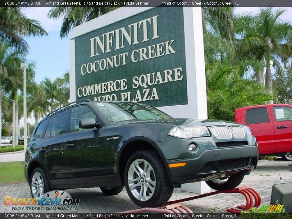 2008 BMW X3 3.0si Highland Green Metallic / Sand Beige/Black Nevada Leather Photo #1