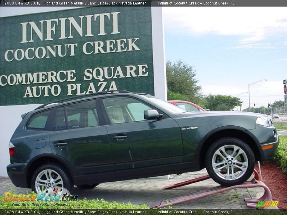 2008 BMW X3 3.0si Highland Green Metallic / Sand Beige/Black Nevada Leather Photo #2