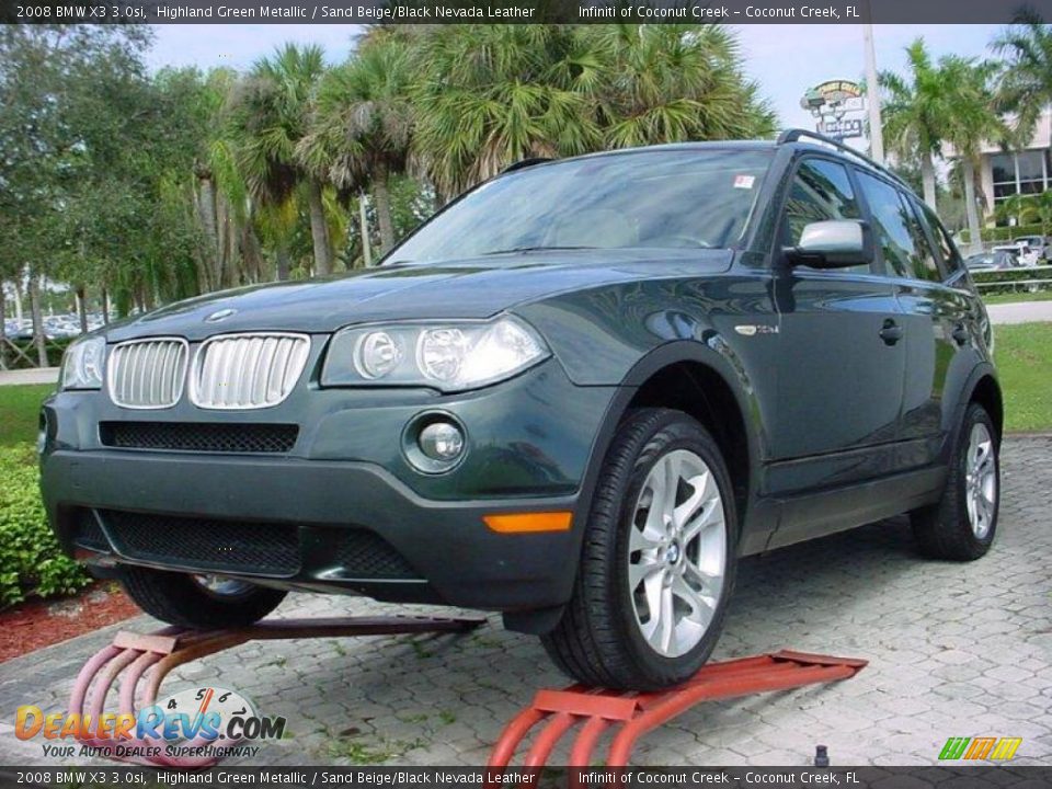 2008 BMW X3 3.0si Highland Green Metallic / Sand Beige/Black Nevada Leather Photo #4