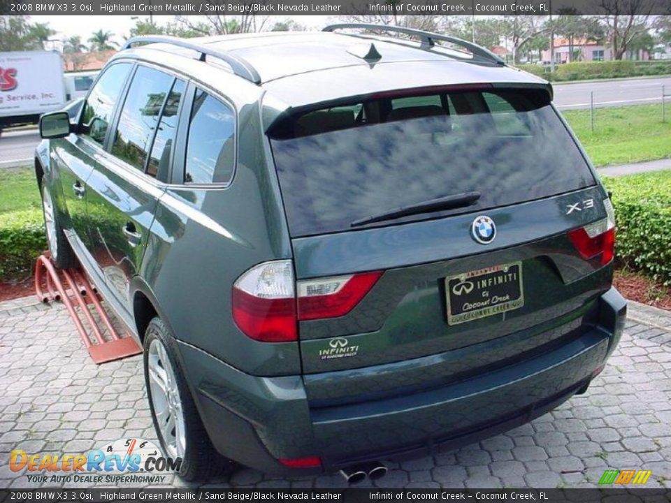 2008 BMW X3 3.0si Highland Green Metallic / Sand Beige/Black Nevada Leather Photo #5