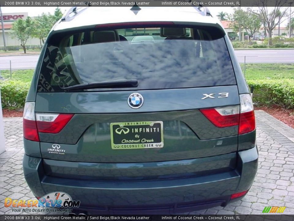 2008 BMW X3 3.0si Highland Green Metallic / Sand Beige/Black Nevada Leather Photo #6