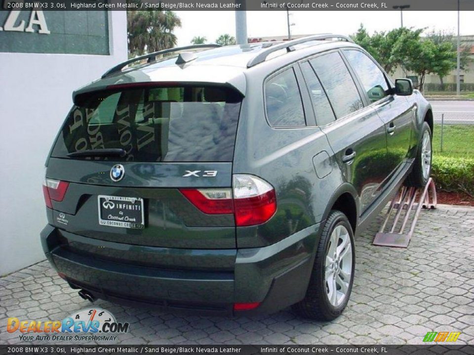 2008 BMW X3 3.0si Highland Green Metallic / Sand Beige/Black Nevada Leather Photo #8