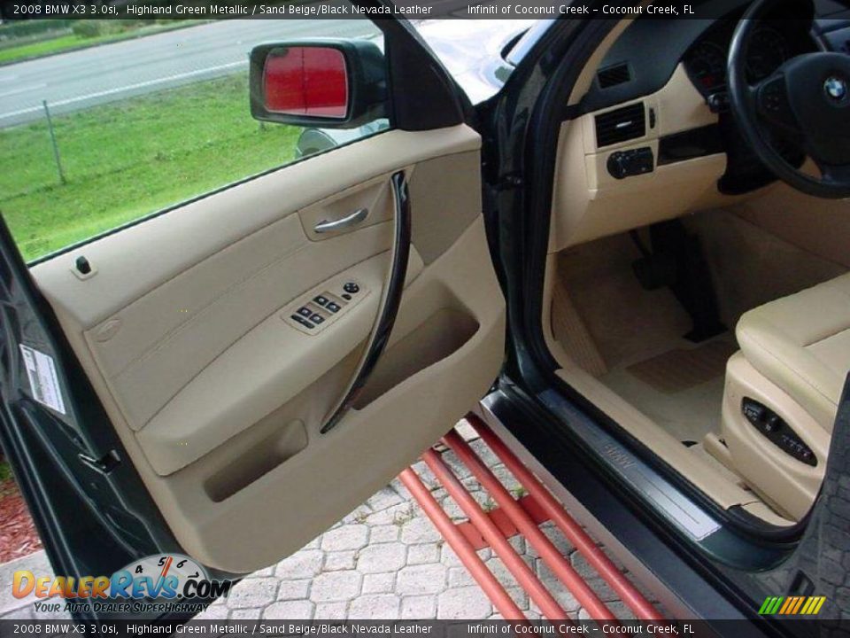 2008 BMW X3 3.0si Highland Green Metallic / Sand Beige/Black Nevada Leather Photo #13