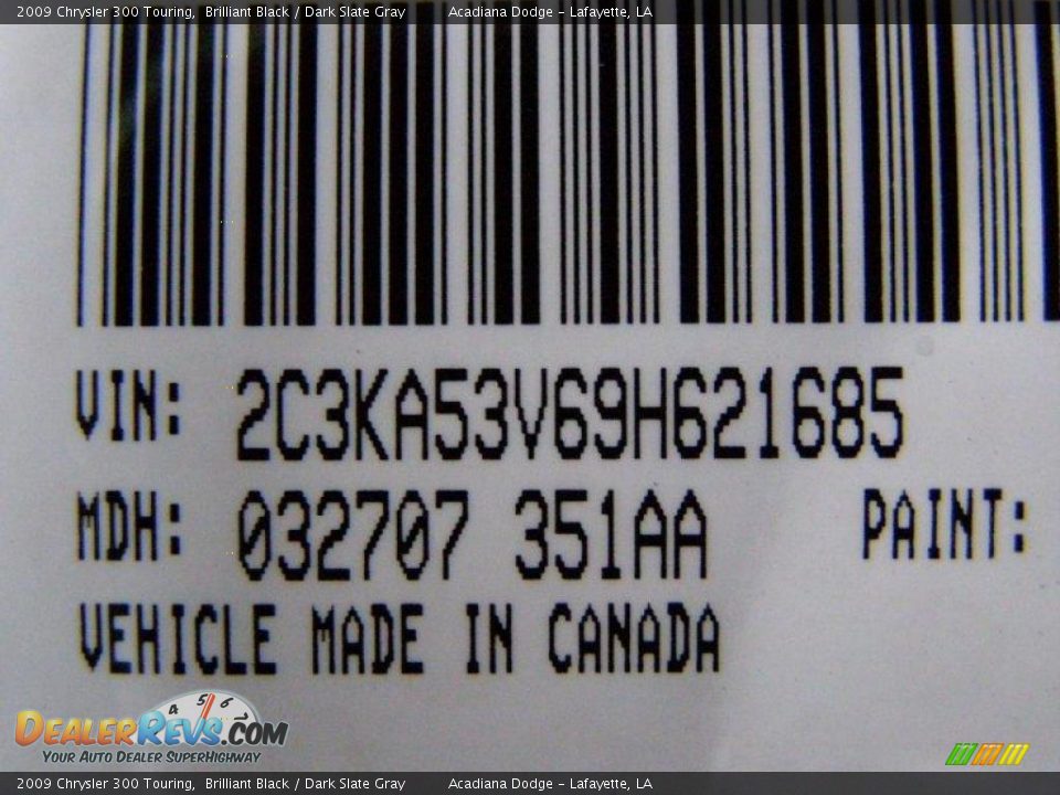 2009 Chrysler 300 Touring Brilliant Black / Dark Slate Gray Photo #13