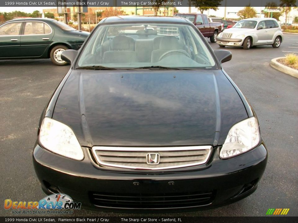 1999 Honda Civic LX Sedan Flamenco Black Pearl / Gray Photo #2