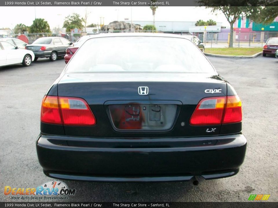 1999 Honda Civic LX Sedan Flamenco Black Pearl / Gray Photo #4