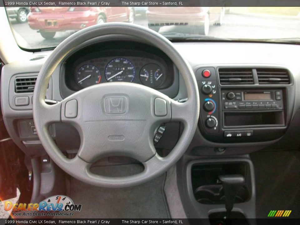 1999 Honda Civic LX Sedan Flamenco Black Pearl / Gray Photo #5