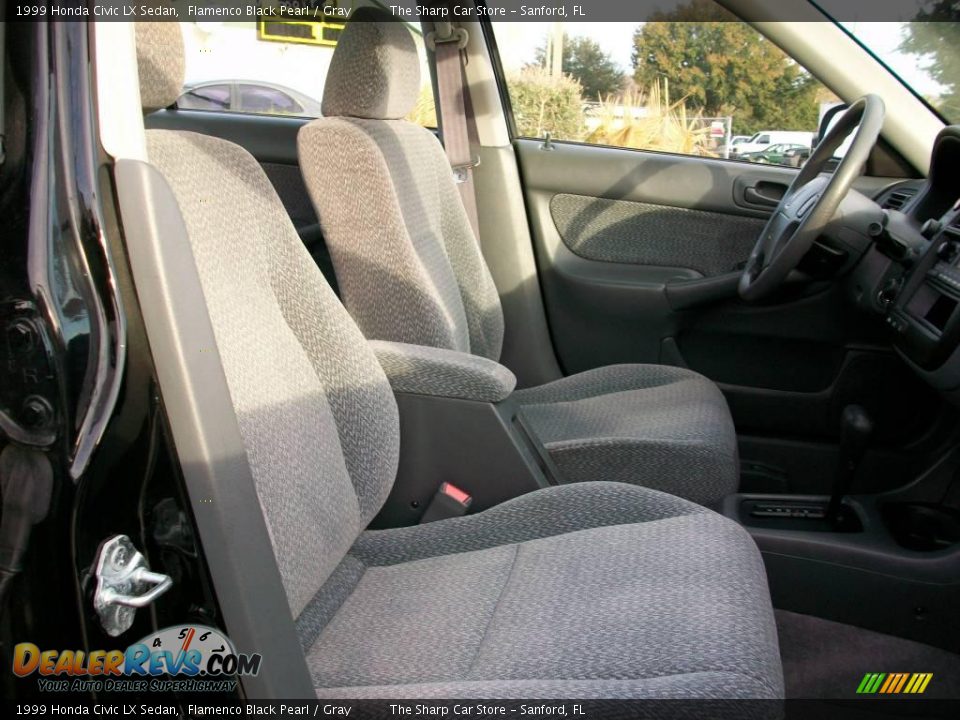 1999 Honda Civic LX Sedan Flamenco Black Pearl / Gray Photo #6