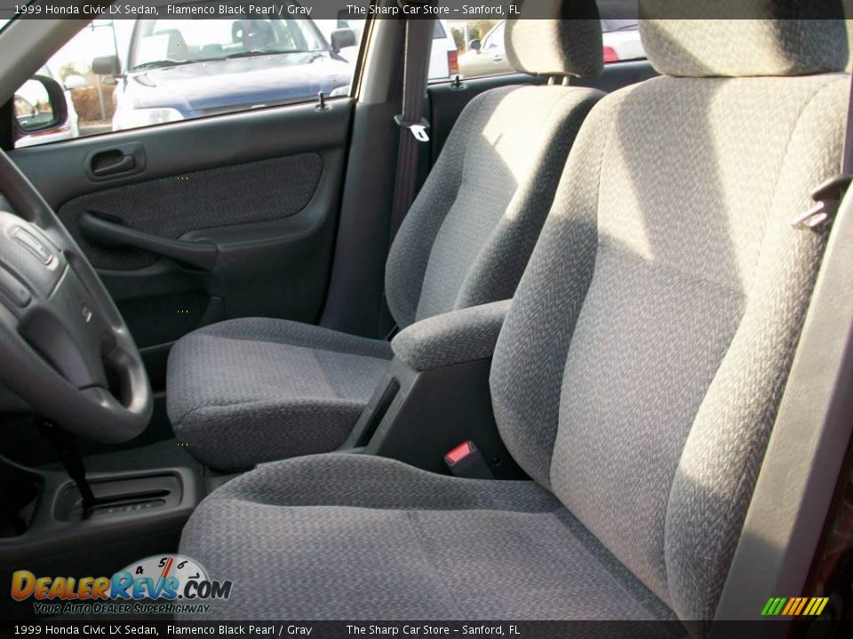 1999 Honda Civic LX Sedan Flamenco Black Pearl / Gray Photo #11