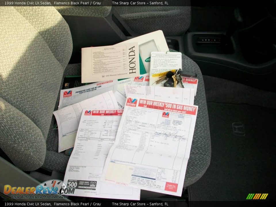 1999 Honda Civic LX Sedan Flamenco Black Pearl / Gray Photo #15