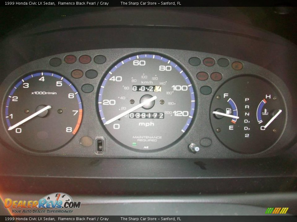 1999 Honda Civic LX Sedan Flamenco Black Pearl / Gray Photo #16