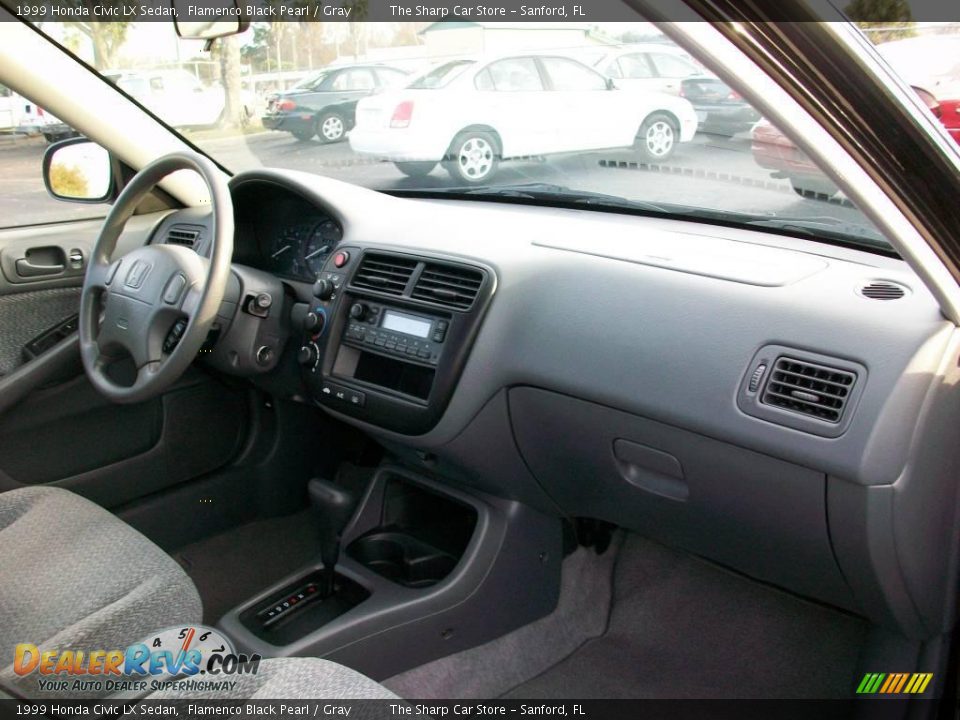 1999 Honda Civic LX Sedan Flamenco Black Pearl / Gray Photo #18