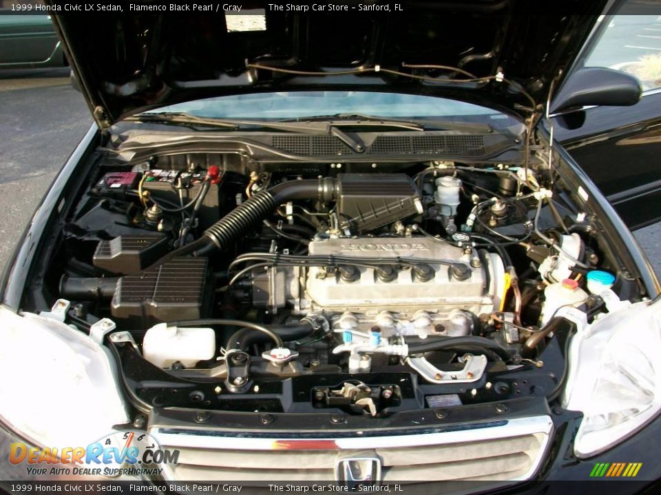 1999 Honda Civic LX Sedan Flamenco Black Pearl / Gray Photo #23