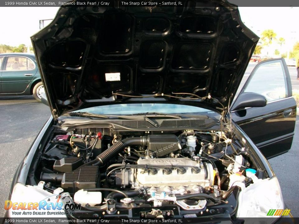 1999 Honda Civic LX Sedan Flamenco Black Pearl / Gray Photo #24