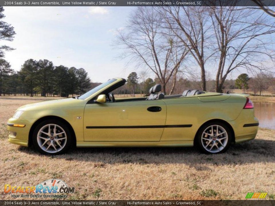 2004 Saab 9-3 Aero Convertible Lime Yellow Metallic / Slate Gray Photo #3