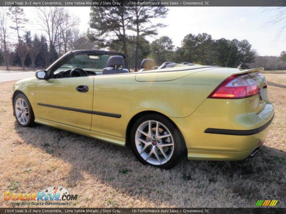 2004 Saab 9-3 Aero Convertible Lime Yellow Metallic / Slate Gray Photo #4