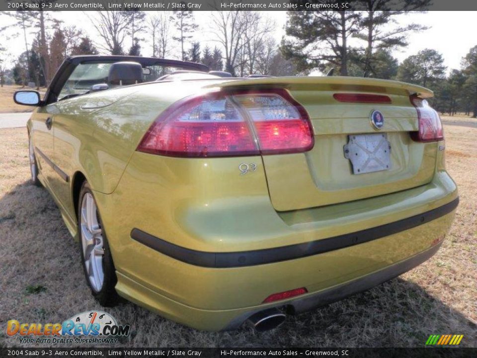 2004 Saab 9-3 Aero Convertible Lime Yellow Metallic / Slate Gray Photo #5