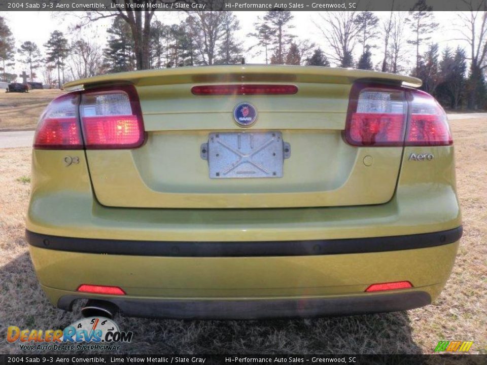 2004 Saab 9-3 Aero Convertible Lime Yellow Metallic / Slate Gray Photo #6