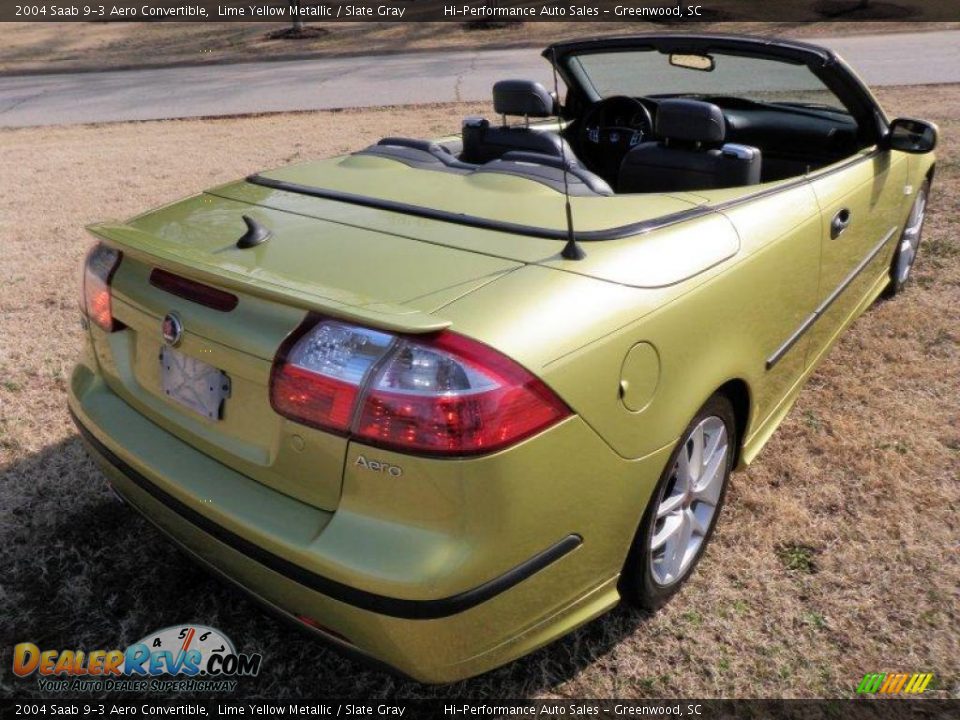 2004 Saab 9-3 Aero Convertible Lime Yellow Metallic / Slate Gray Photo #7