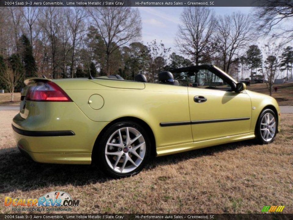 2004 Saab 9-3 Aero Convertible Lime Yellow Metallic / Slate Gray Photo #8