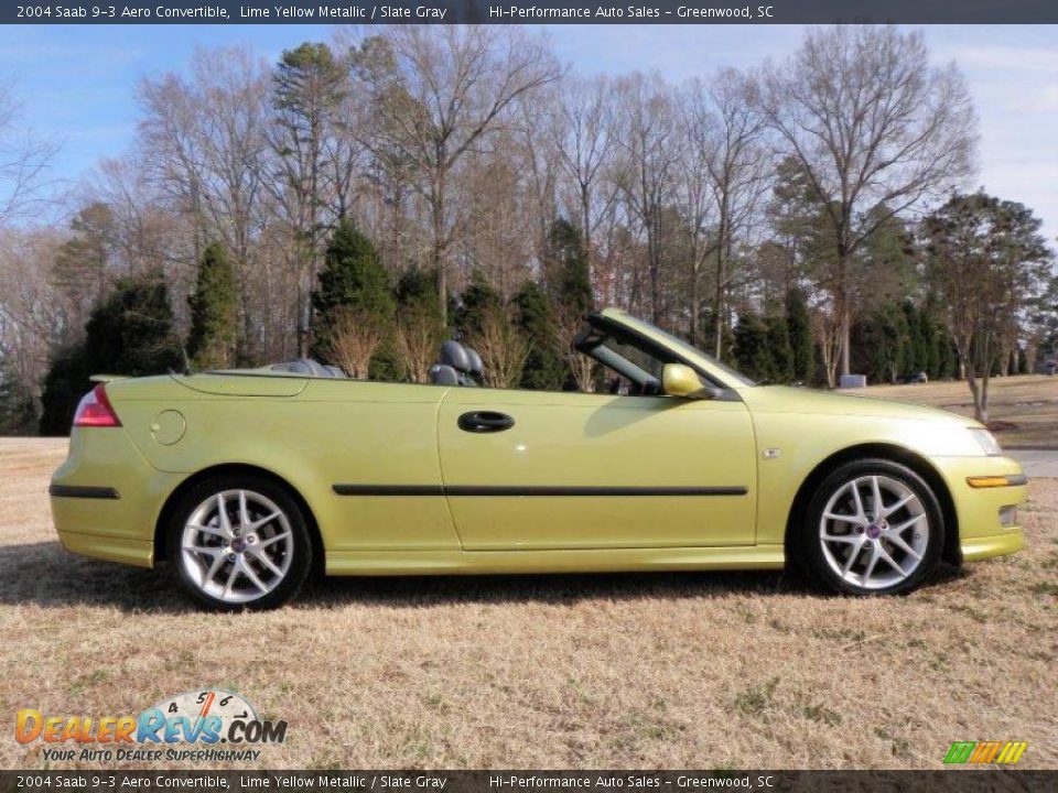 2004 Saab 9-3 Aero Convertible Lime Yellow Metallic / Slate Gray Photo #9
