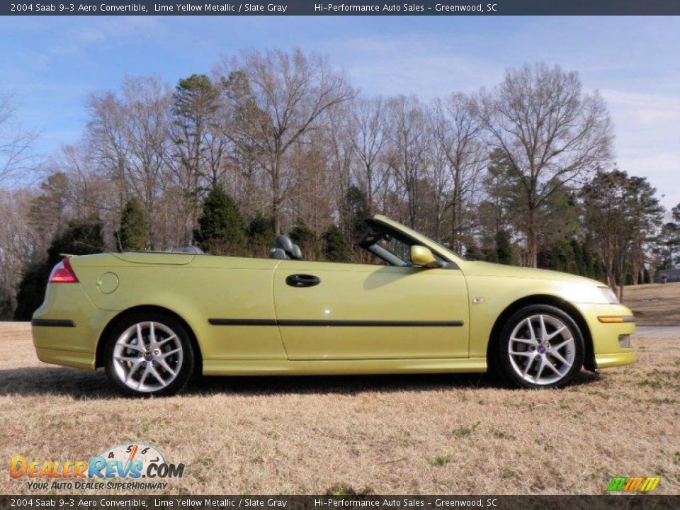 2004 Saab 9-3 Aero Convertible Lime Yellow Metallic / Slate Gray Photo #10
