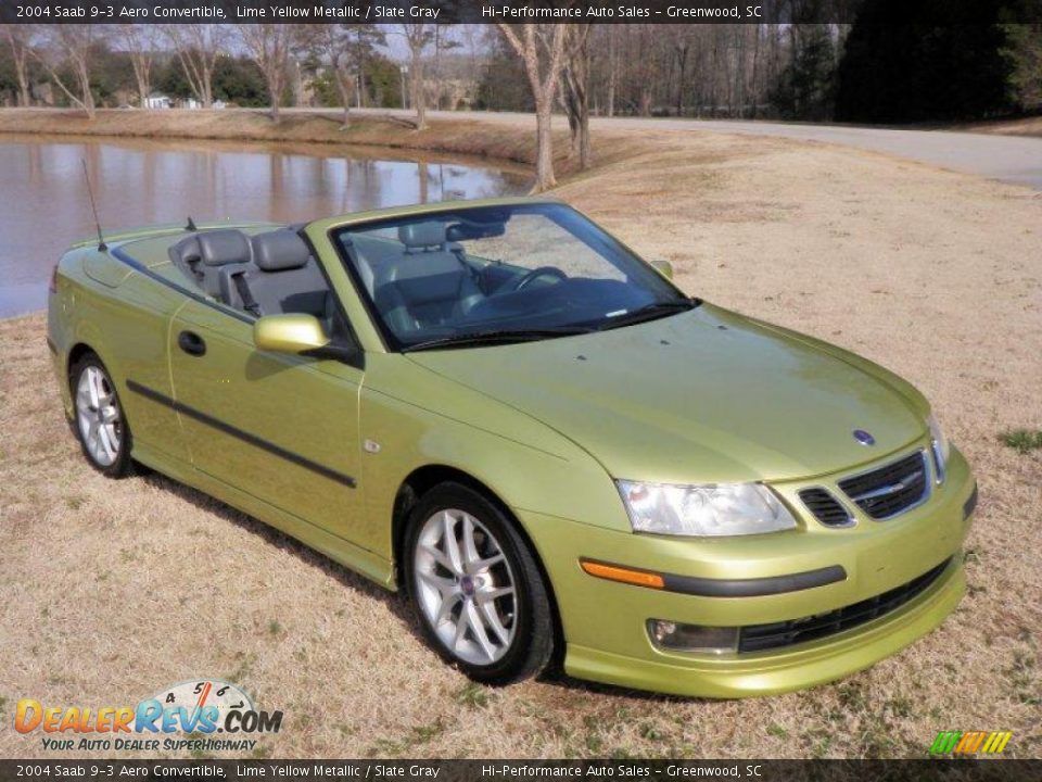 2004 Saab 9-3 Aero Convertible Lime Yellow Metallic / Slate Gray Photo ...