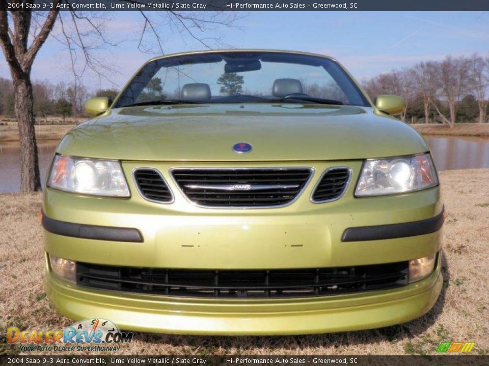 2004 Saab 9-3 Aero Convertible Lime Yellow Metallic / Slate Gray Photo #13