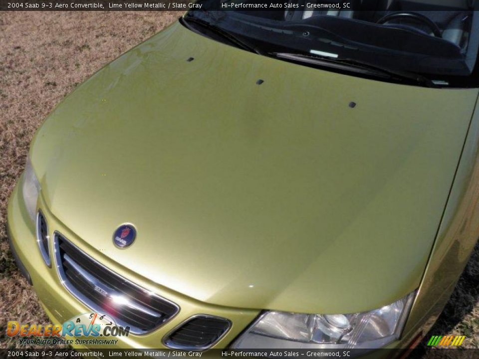 2004 Saab 9-3 Aero Convertible Lime Yellow Metallic / Slate Gray Photo #14