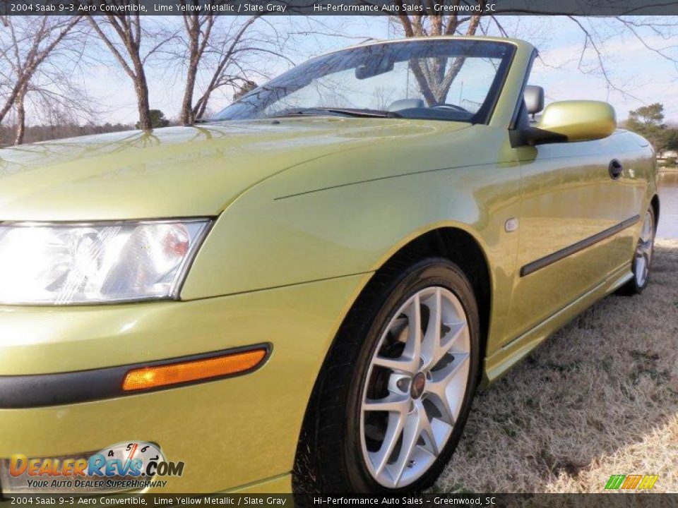 2004 Saab 9-3 Aero Convertible Lime Yellow Metallic / Slate Gray Photo #15