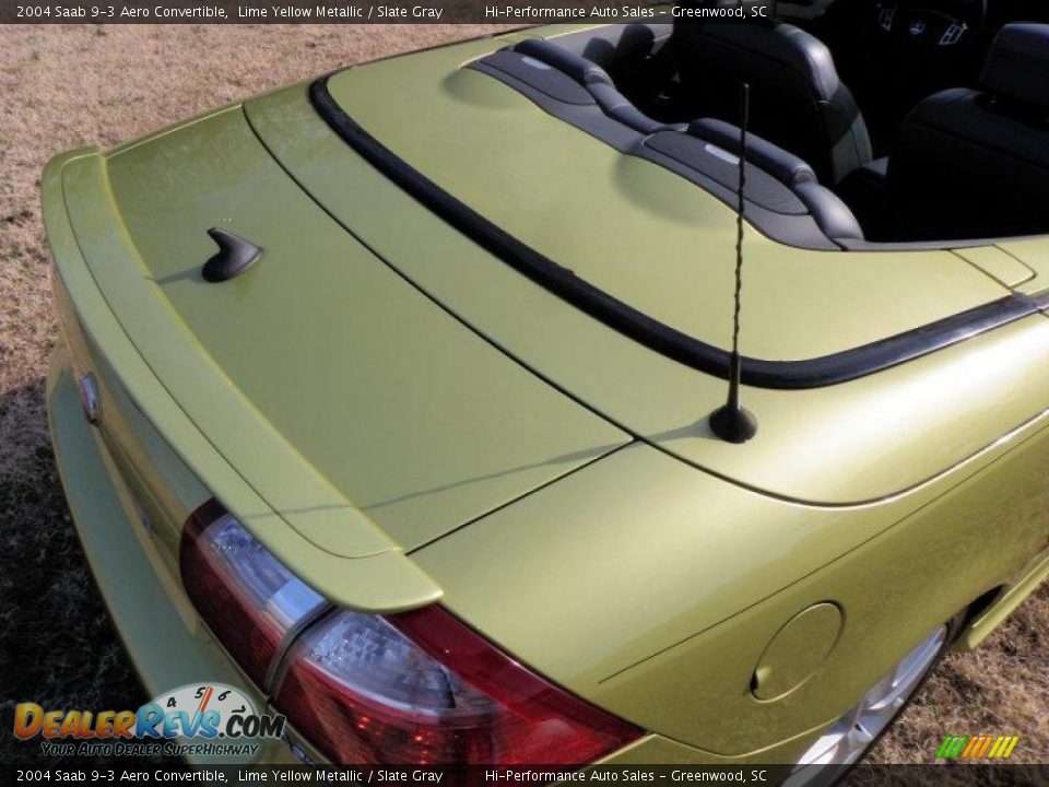 2004 Saab 9-3 Aero Convertible Lime Yellow Metallic / Slate Gray Photo #17