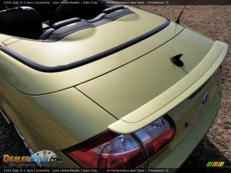 2004 Saab 9-3 Aero Convertible Lime Yellow Metallic / Slate Gray Photo #18