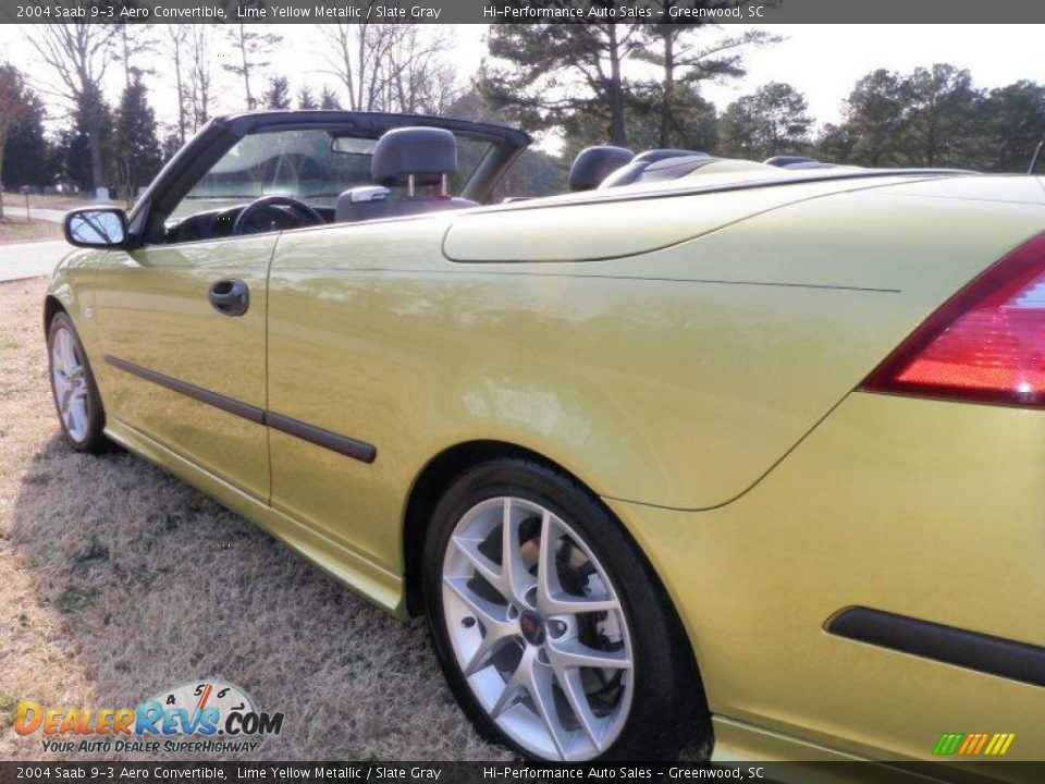 2004 Saab 9-3 Aero Convertible Lime Yellow Metallic / Slate Gray Photo #19