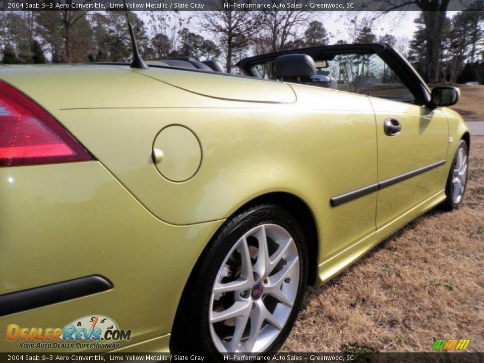 2004 Saab 9-3 Aero Convertible Lime Yellow Metallic / Slate Gray Photo #20