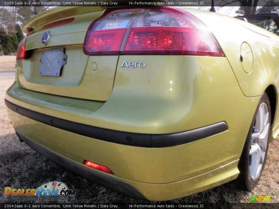 2004 Saab 9-3 Aero Convertible Lime Yellow Metallic / Slate Gray Photo #21