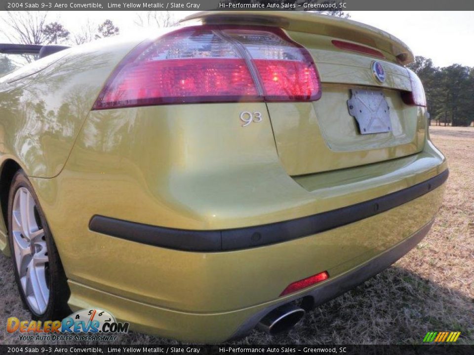 2004 Saab 9-3 Aero Convertible Lime Yellow Metallic / Slate Gray Photo #22