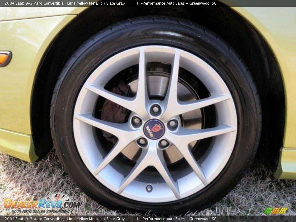 2004 Saab 9-3 Aero Convertible Lime Yellow Metallic / Slate Gray Photo #23