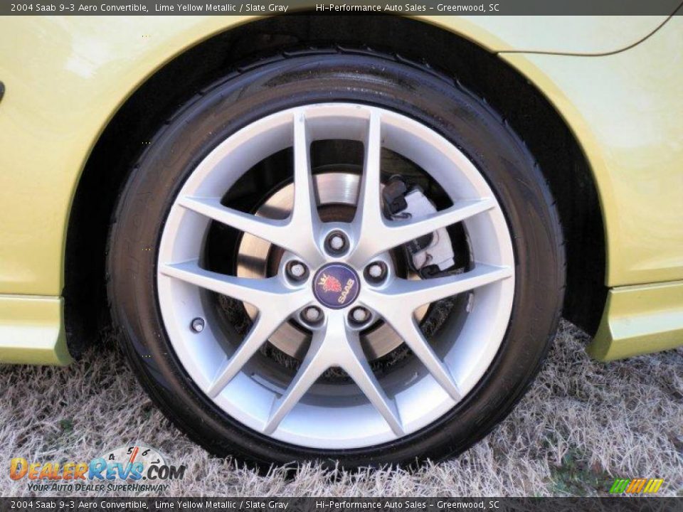 2004 Saab 9-3 Aero Convertible Lime Yellow Metallic / Slate Gray Photo #24