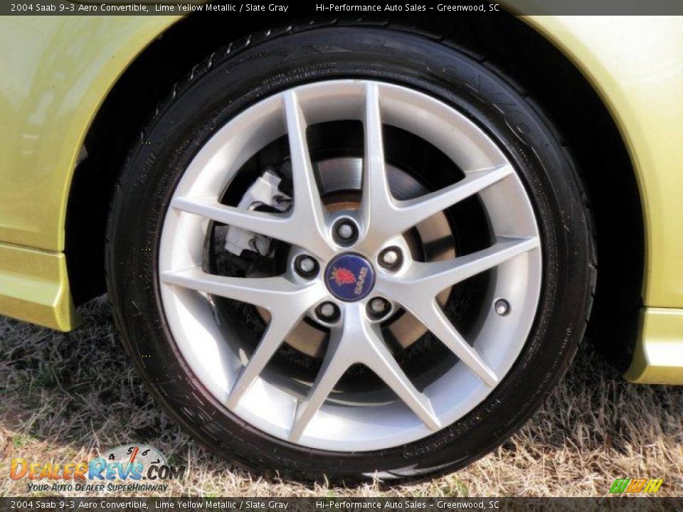 2004 Saab 9-3 Aero Convertible Lime Yellow Metallic / Slate Gray Photo #25