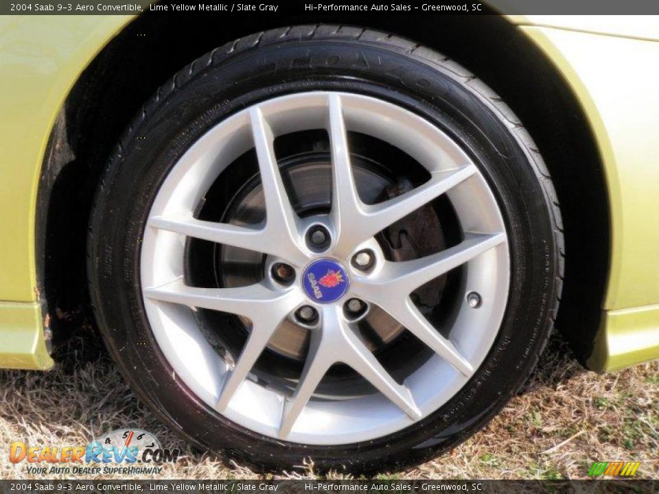 2004 Saab 9-3 Aero Convertible Lime Yellow Metallic / Slate Gray Photo #26