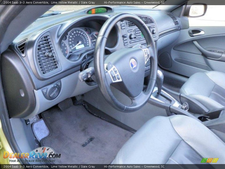 2004 Saab 9-3 Aero Convertible Lime Yellow Metallic / Slate Gray Photo #29