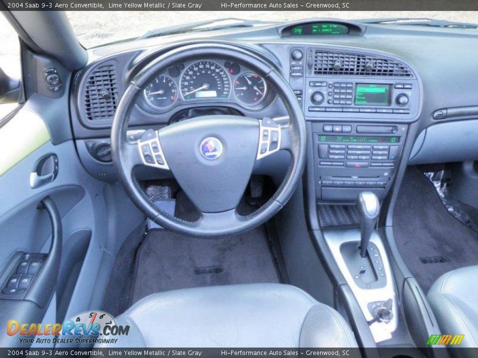 2004 Saab 9-3 Aero Convertible Lime Yellow Metallic / Slate Gray Photo #30