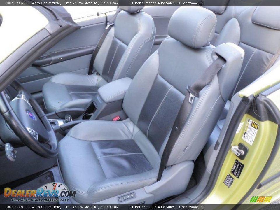 2004 Saab 9-3 Aero Convertible Lime Yellow Metallic / Slate Gray Photo #31