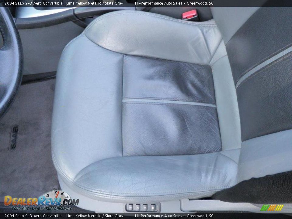 2004 Saab 9-3 Aero Convertible Lime Yellow Metallic / Slate Gray Photo #32