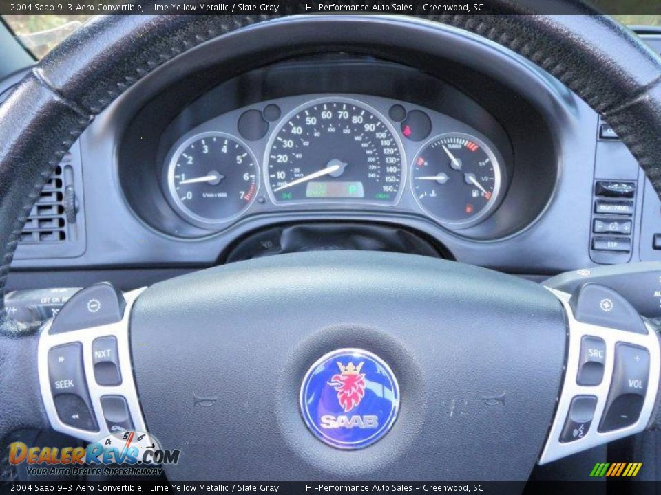2004 Saab 9-3 Aero Convertible Lime Yellow Metallic / Slate Gray Photo #35