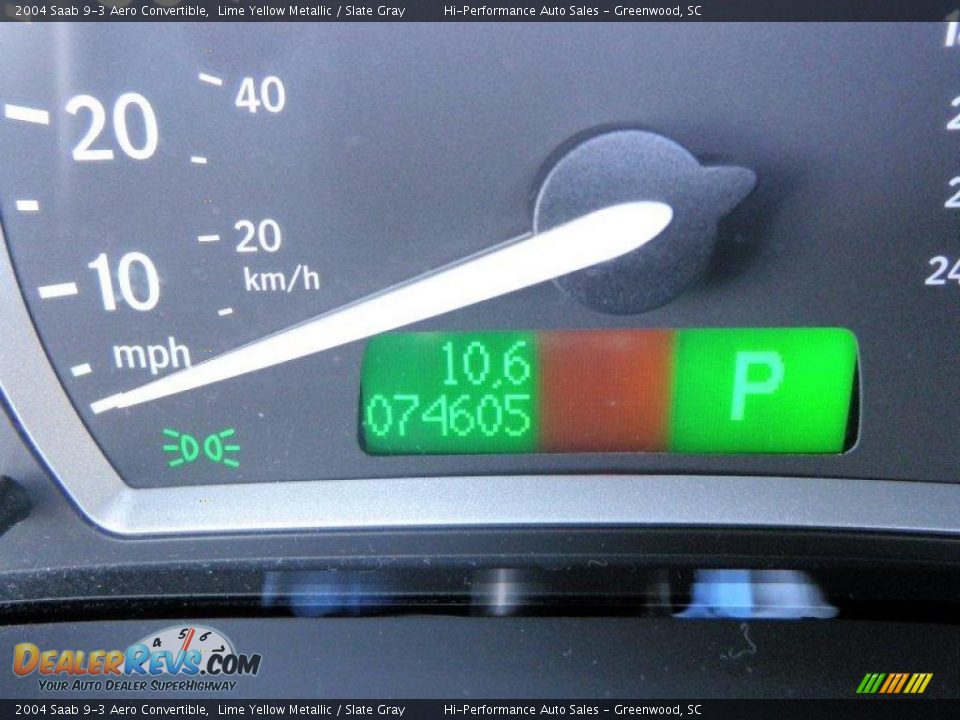 2004 Saab 9-3 Aero Convertible Lime Yellow Metallic / Slate Gray Photo #36