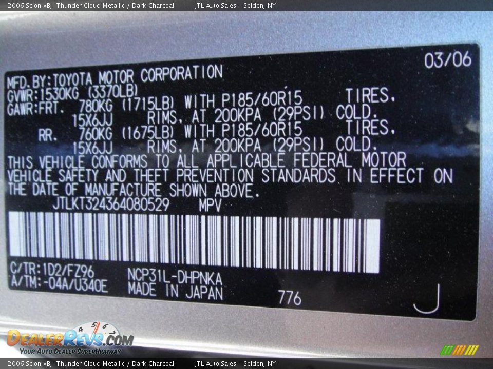 2006 Scion xB Thunder Cloud Metallic / Dark Charcoal Photo #18