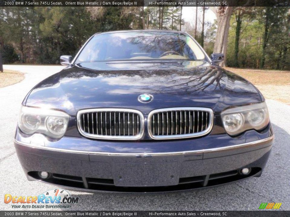 2003 BMW 7 Series 745Li Sedan Orient Blue Metallic / Dark Beige/Beige III Photo #12