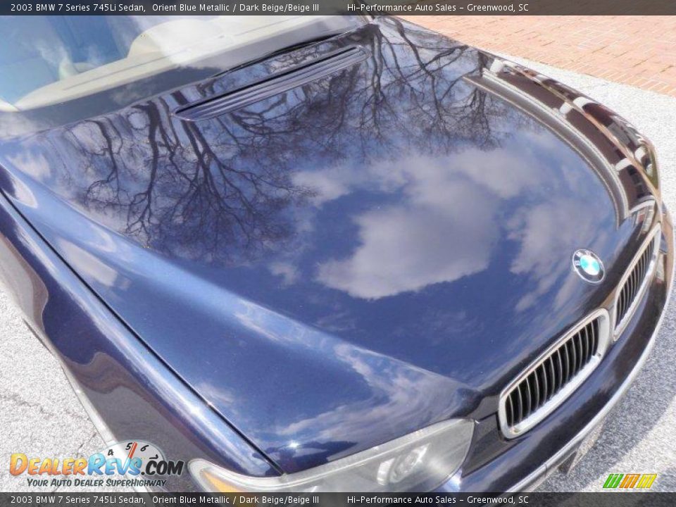 2003 BMW 7 Series 745Li Sedan Orient Blue Metallic / Dark Beige/Beige III Photo #13
